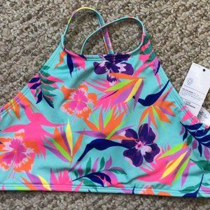 🆕 Land's End Girls Bikini Top X-Back Top Adjustable Straps SZ 14